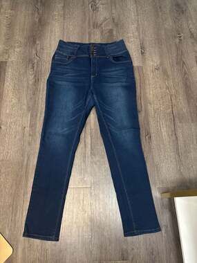 Enjean Denim Co. Jeans Women's Size 15 Dark Blue, Straight leg, 3 Button